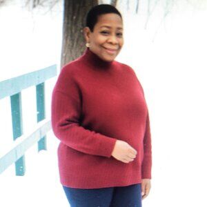 RED-WOOD Plus Size Seamed Front Mock Neck Tunic Cashmere-Like Sweater